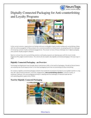 Digitally Connected Packaging for Anti-counterfeiting and Loyalty Programs