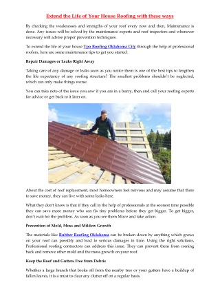 Extend the Life of Your House Roofing with these ways