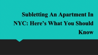 Subletting An Apartment In NYC: Here’s What You Should Know