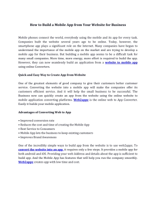 How to Build a Mobile App from Your Website for Business