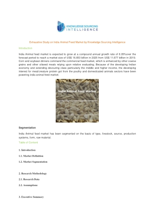 Exhaustive Study on India Animal Feed Market by Knowledge Sourcing Intelligence