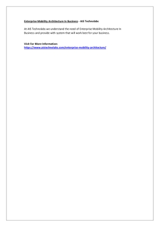 Enterprise Mobility Architecture In Business - AIS Technolabs