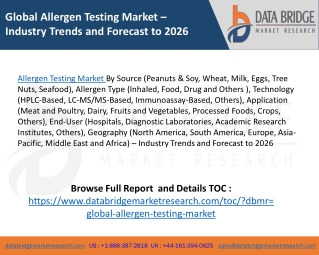 Global Allergen Testing Market – Industry Trends and Forecast to 2026
