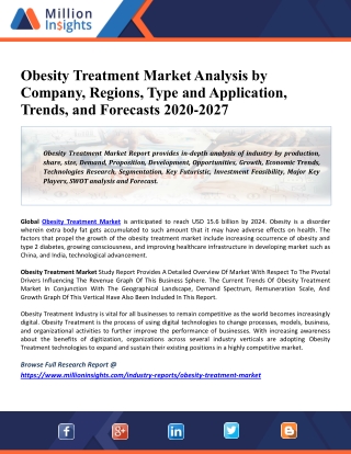 The impact of COVID-19 on Obesity Treatment Market Size Estimation, Industry Share, Business Analysis