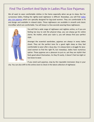 Find The Comfort And Style In Ladies Plus Size Pajamas