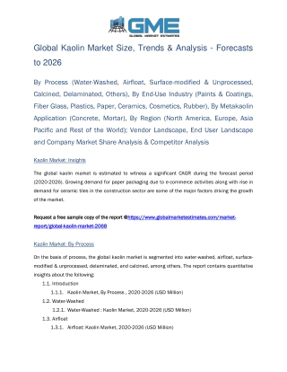 Global Kaolin Market Size, Trends & Analysis - Forecasts to 2026