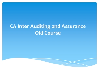 CA Inter Auditing and Assurance Old Course