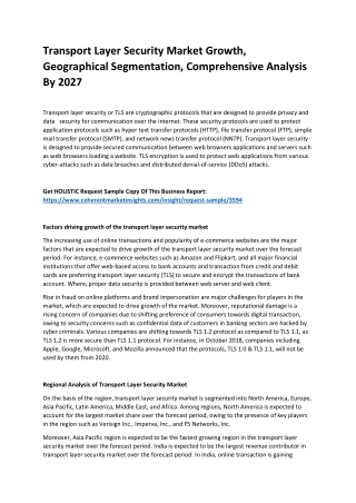 Transport Layer Security Market Growth, Geographical Segmentation, Comprehensive Analysis By 2027