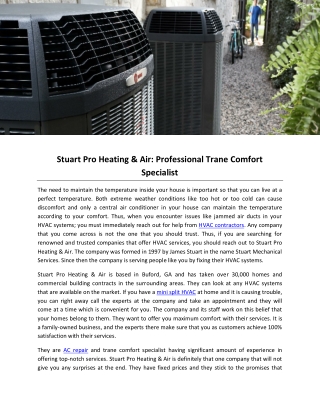Stuart Pro Heating & Air: Professional Trane Comfort Specialist