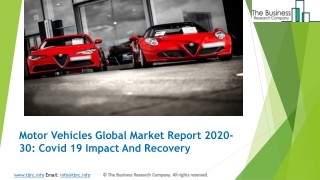 Motor Vehicles Market, Industry Trends, Revenue Growth, Key Players Till 2030