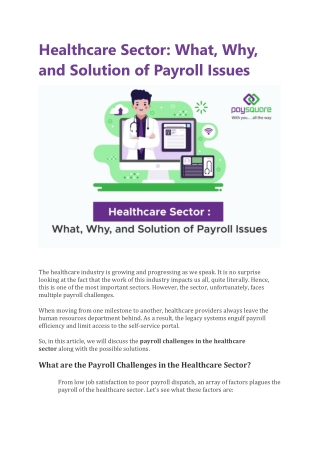 Healthcare Sector: What, Why, and Solution of Payroll Issues