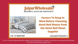 Factors To Keep In Mind Before Choosing Hotel Bed Sheets from the Hotel Bed Sheet Supplier