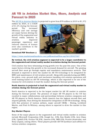 AR VR in Aviation Market Size, Share, and Industry Analysis and Market Forecast to 2025