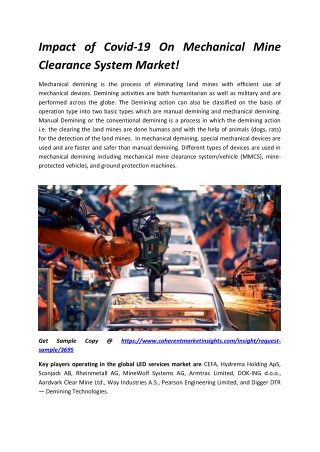 Impact of Covid-19 On Mechanical Mine Clearance System Market!