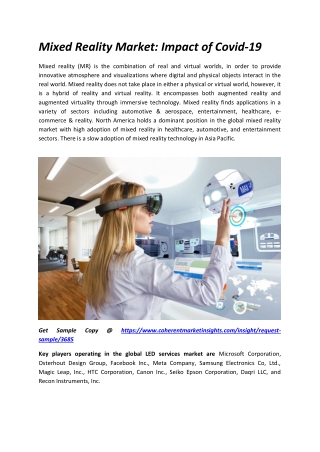 Mixed Reality Market: Impact of Covid-19