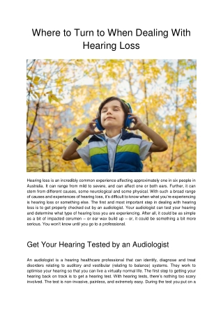 Where to Turn to When Dealing With Hearing Loss