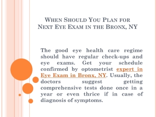 When Should You Plan for Next Eye Exam in Bronx, NY