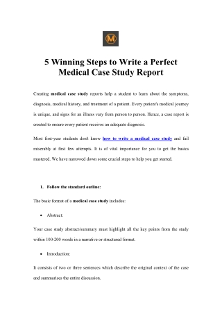 5 Winning Steps to Write a Perfect Medical Case Study Report