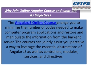 Why join Angular Online Course and its Objectives