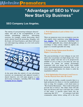 Advantages of SEO to Your New Start-Up Business