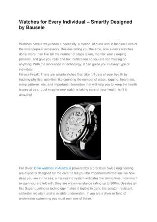 Watches for Every Individual – Smartfy Designed by Bausele