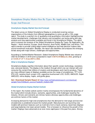 Smartphone Display Market Size By Types, By Application, By Geographic Scope And Forecast
