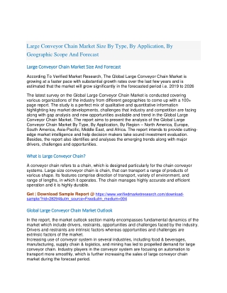 Large Conveyor Chain Market Size By Type, By Application, By Geographic Scope And Forecast