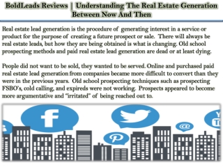 BoldLeads Reviews | Understanding The Real Estate Generation Between Now And Then