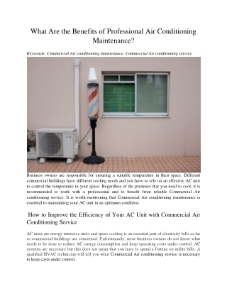 What Are the Benefits of Professional Air Conditioning Maintenance?