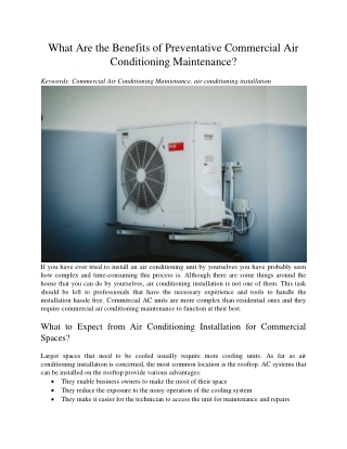 What Are the Benefits of Preventative Commercial Air Conditioning Maintenance?