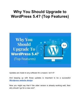 Why You Should Upgrade to WordPress 5.4? (Top Features)