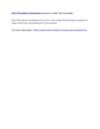 Best iPad website development Services in India -AIS Technolabs