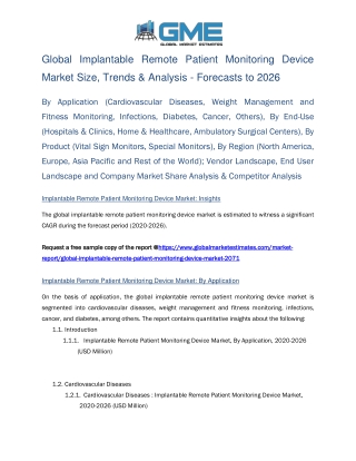 Global Implantable Remote Patient Monitoring Device Market Size, Trends & Analysis- Forecasts to 2026