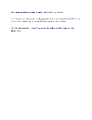 Hire ruby on rails developer in india – Best ROR Programmer