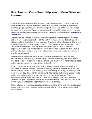 How Amazon Consultant Help You to Grow Sales on Amazon
