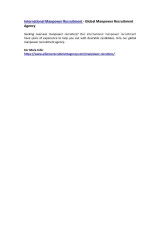 International Manpower Recruitment - Global Manpower Recruitment Agency