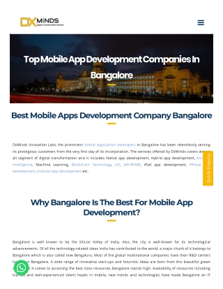 Top Mobile App Development Company in Bangalore- DxMinds