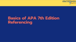 Basics of APA 7th Edition Referencing