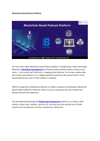 Blockchain Based #Podcast Platform