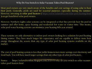 Solar Vacuum Tubes Pool Heating Systems