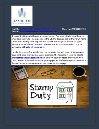 How to avoid stamp duty on a second home?