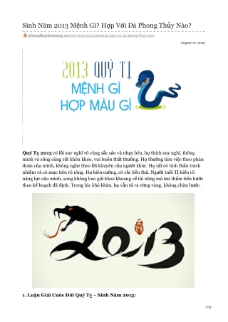 Sinh Năm 2013 Mệnh Gì? Hợp Với Đá Phong Thủy Nào?