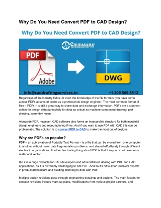 Why Do You Need Convert PDF to CAD Design?