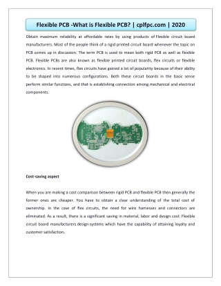 Flexible PCB -What is Flexible PCB? | cplfpc.com | 2020