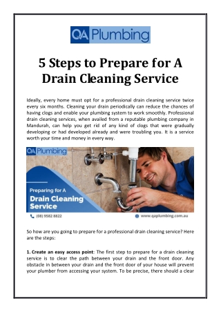 5 Steps to Prepare for A Drain Cleaning Service