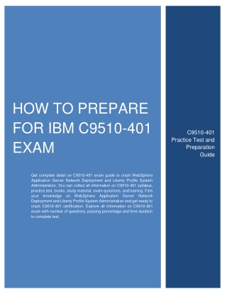 [PDF] How to Prepare for IBM C9510-401 exam