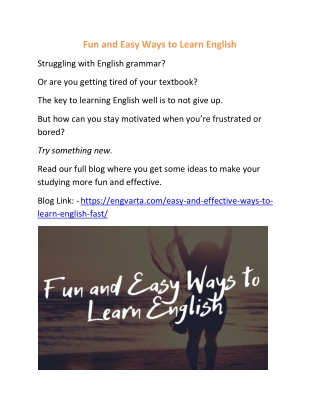 Fun and Easy Ways to Learn English