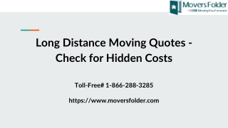 Long Distance Moving Quotes - Check for Hidden Costs