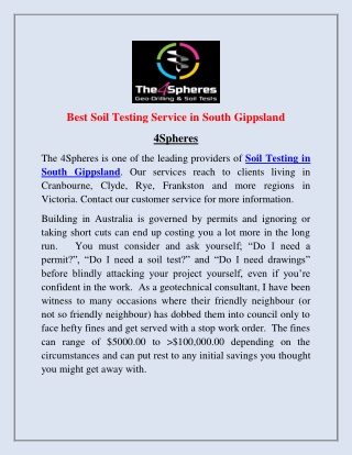 Soil Testing South Gippsland