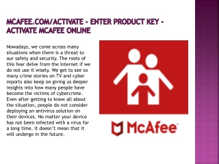 McAfee.com/Activate - Enter Product Key - Activate McAfee Online